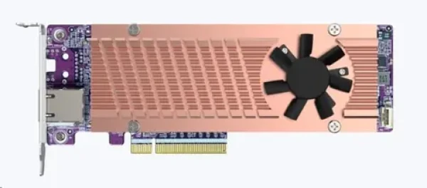 QNAP QM2-2P410G1T Rozšiřující karta PCIe pro NAS / 2 x sloty M.2 2280 / 1x RJ-45 / PCIe Gen4 x8 (QM2-2P410G1T)