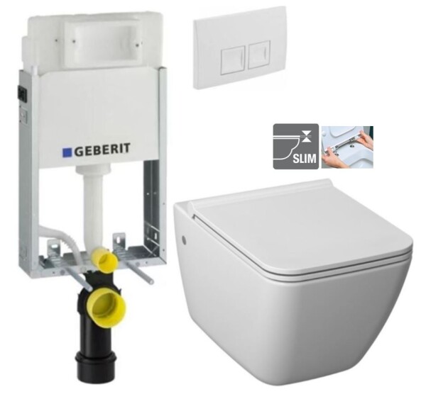 GEBERIT KOMBIFIXBasic vč. bílého tlačítka DELTA 50 + WC JIKA PURE + SEDÁTKO DURAPLAST 110.100.00.1 50BI PU1