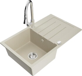 MEXEN - Bruno granitový dřez 1 s odkapávačem včetně baterie Elia, béžová 6513-69-670101-00