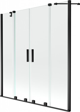 MEXEN/S - Velar Duo Dvoukřídlá posuvná vanová zástěna 150 x 150 cm, transparent, černá 896-150-000-02-70
