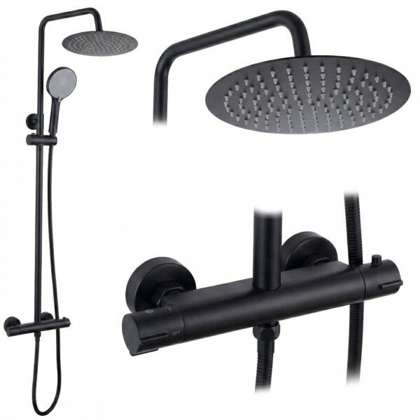 REA - Sprchová sada bez výtoku s termostatem Lungo Black REA-P6733