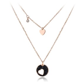 Náhrdelník Petra Gold Black - chirurgická ocel, srdíčko, Zlatá 40 cm + 5 cm (prodloužení)