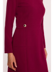 S419 Šaty s ozdobnými knoflíky v pase - bordó EU XL
