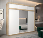 Šatní skříň Abi T1 s nástavcem Barva korpusu: Bílá, Rozměry: 250 cm, Dveře: Dub artisan