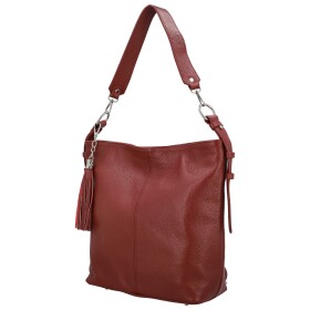 Módní dámská kožená kabelka na rameno Sherica, tmavě červená