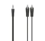 Hama audio kabel černá / Propojovací kabel / 3,5mm jack - 2× RCA / stereo / 0,75 m