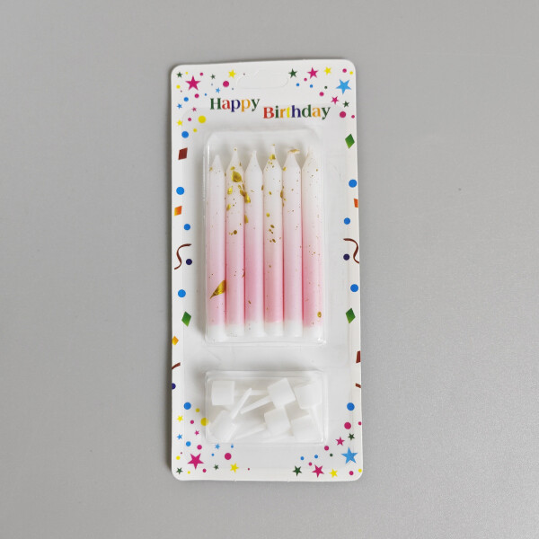 Dortové svíčky HARMONY bílo-růžová se zlatem 6ks