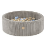 PLUSH NEST PLUSH NEST Suchý bazén kulatý z prémiového manšestru béžový Ø 90 × 30 cm s 200 míčky