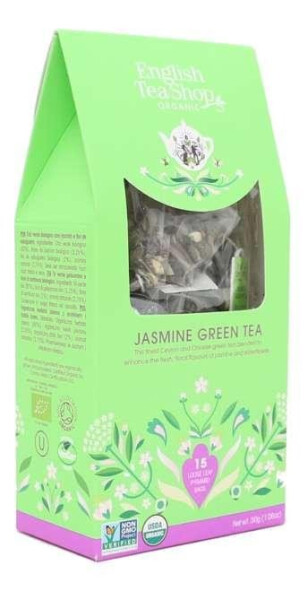 English Tea Shop Čaj Zelený a jasmín bio, 15 pyramidek