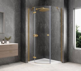 POLYSAN - GLOBE GOLD MATT čtvrtkruhový sprchový kout 800x800, čiré sklo, levé GB2680LG