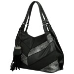 Módní dámská koženková kabelka na rameno Nives, černá