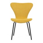 Židle jídelní, žlutá látka, nohy černý kov