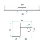 Koupelnové nástěnné LED svítidlo APP1889-1W 40 cm GOLD OSW-66044