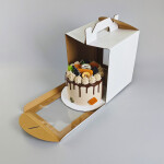 Cake star dortová krabice CINDY pevná bílá dvě okna 20x20x25cm