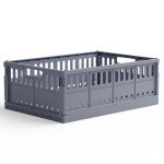 Made Crate Skládací přepravka Blue Grey – maxi, šedá barva, plast