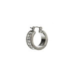 GUESS náušnice Silver-Tone Rhinestone Logo Hoop Earrings Stříbrná