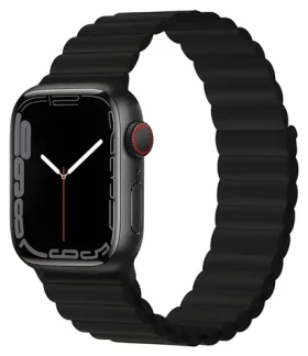 Devia Deluxe Sport 3 44/45/46mm černá / Řemínek pro Apple Watch / Silikonový / Magnetické uchycení (6938595364846)