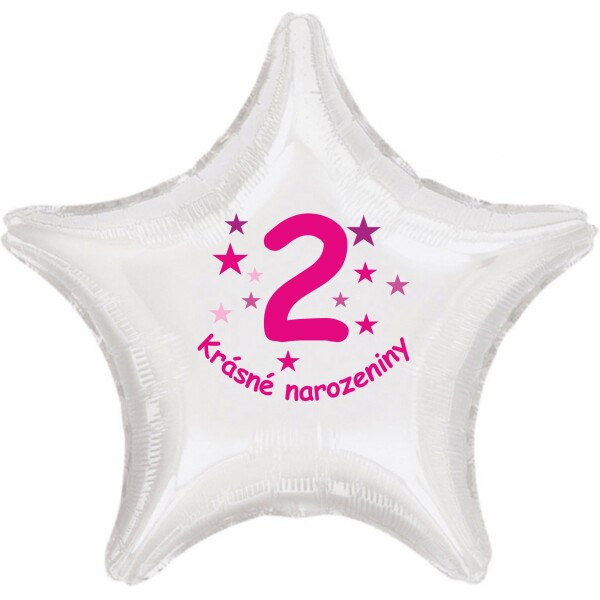 Krásné 2. narozeniny fóliový balónek hvězda pro holky Balonky.cz Krásné 2. narozeniny fóliový balónek hvězda pro holky Balonky.cz