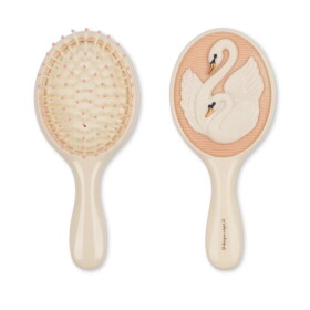 Konges Sløjd Set dětského kartáče na vlasy a zrcátka Swan Beauty, růžová barva, plast
