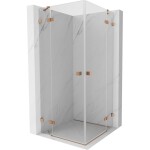 MEXEN/S - Lunar Duo sprchový kout dveře křídlové 90 x 90, transparent, měď kartáčovaná 834-090L-090P-65-00