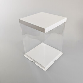 Cake star dortový box bílý hranatý 33x33x40cm - bez stuhy