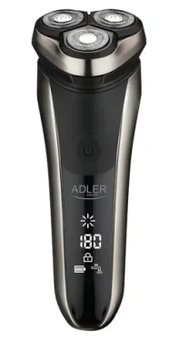Adler AD 2933 šedá / Rotační holicí strojek / 3 hlavice / 180 min / IPX7 / USB-C / LCD (AD 2933)