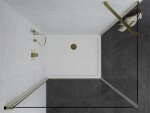MEXEN/S - Pretoria otevírací sprchový kout 80x70, sklo transparent, zlatá + vanička 852-080-070-50-00-4010