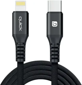 Quick USB-C - Lightning kabel černá / Kabel / 1,5 m / USB-C (M) / Lightning (M) (4752168141229)