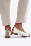 Zazoo 2890 Kožené baleríny bílo-zlaté 35