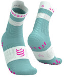 Běžecké kompresní ponožky Compressport Pro Racing Socks v4.0 Run High - Ether/Neon Pink Velikost: EU 42-44