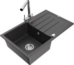MEXEN - Bruno granitový dřez s odkapávačem včetně baterie Duero, černá kropenatá - 6513-75-671600-70 6513-76-671600-00