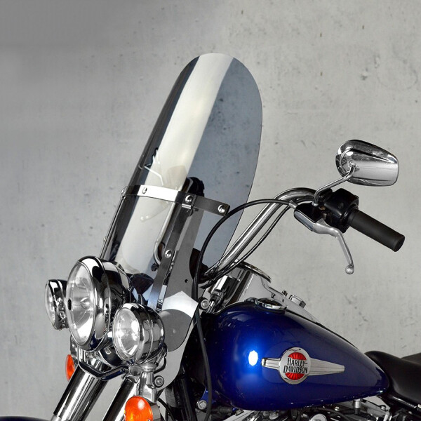 Harley Davidson Flstc Heritage Softail Classic 1999-2006 plexi štít - Tmavě kouřové / 44 cm / Stříbrná