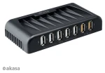 AKASA Connect 7 FC černá / USB hub / 5x USB-A 2.0 / 2x USB FastCharge / s napájením (AK-HB-12BKCM)