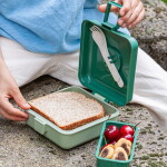 Monbento Svačinový box Monbento Snacky Green Forest 850 ml, zelená barva, plast