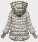 Krátká béžová dámská bunda s úpletovými stahovacími lemy (P22/P3-6636-62) odstíny béžové S (36)