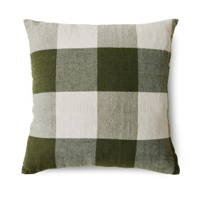 HK living Lněný polštář Lowlands 50 x 50 cm, zelená barva, textil