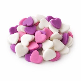 Dortisimo Cukrová srdíčka velká bílá, růžová a fialová (50 ks)