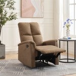 Relaxační křeslo, manuální ovládání, hnědá látka