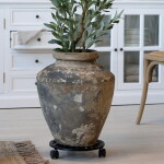 Chic Antique Pojízdný podstavec na rostliny Ø 29 cm, černá barva, litina