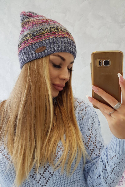 Fleecová čepice Patrycja K254 fialová+modrá UNI