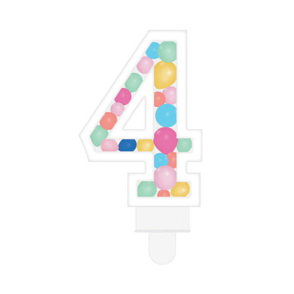 Svíčka dortová barevné lentilky číslo 4 - Albi