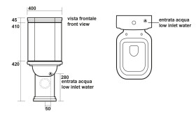 KERASAN - WALDORF WC kombi mísa 40x68cm, spodní/zadní odpad, bílá 411701