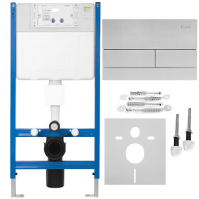 REA/S - Podomítkový WC systém K011A-Q + tlačítka T Brush Steel KPL-E0057