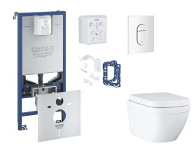 GROHE - Rapid SLX Set předstěnové instalace, klozetu, sedátka SoftClose, tlačítka Arena Cosmopolitan a sady pro vhazování tablet, Triple Vortex, alpská bílá SANI11BB3137