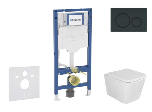 GEBERIT - Duofix Set předstěnové instalace, klozetu Arkas I a sedátka softclose, tlačítko Sigma20, černá lesk/černá mat SANI11CA5126B
