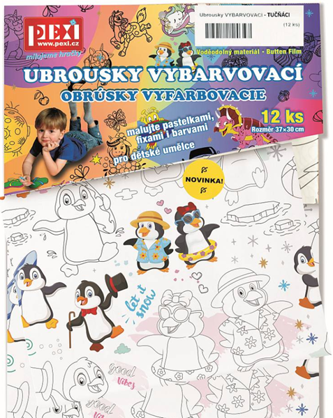 Vybarvovací ubrousky Tučňáci 12 kusů