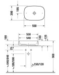 DURAVIT - Zencha Umyvadlo na desku 55x39 cm, bez přepadu, DuraCeram, bílá 2373550079