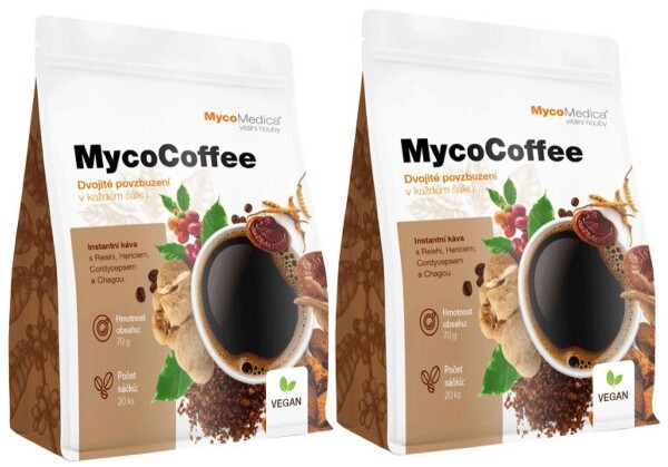 MycoMedica MycoCoffee instatní káva s houbovými extrakty 2 x 70 g