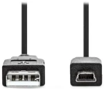 Nedis USB kabel USB-A - Mini-B 5pin černý / Kabel USB / USB 2.0 / 1 m (CCGL60300BK10)