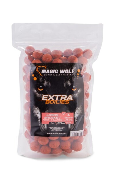 Magic Wolf Boilies Extra 1kg - Losos/ broskev 20mm,Magic Wolf Boilies Extra 1kg - Losos/ broskev 20mm